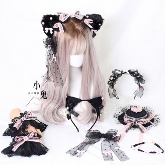 Black X Pink Lace Kitty Sweet Lolita Accessories (LG39)